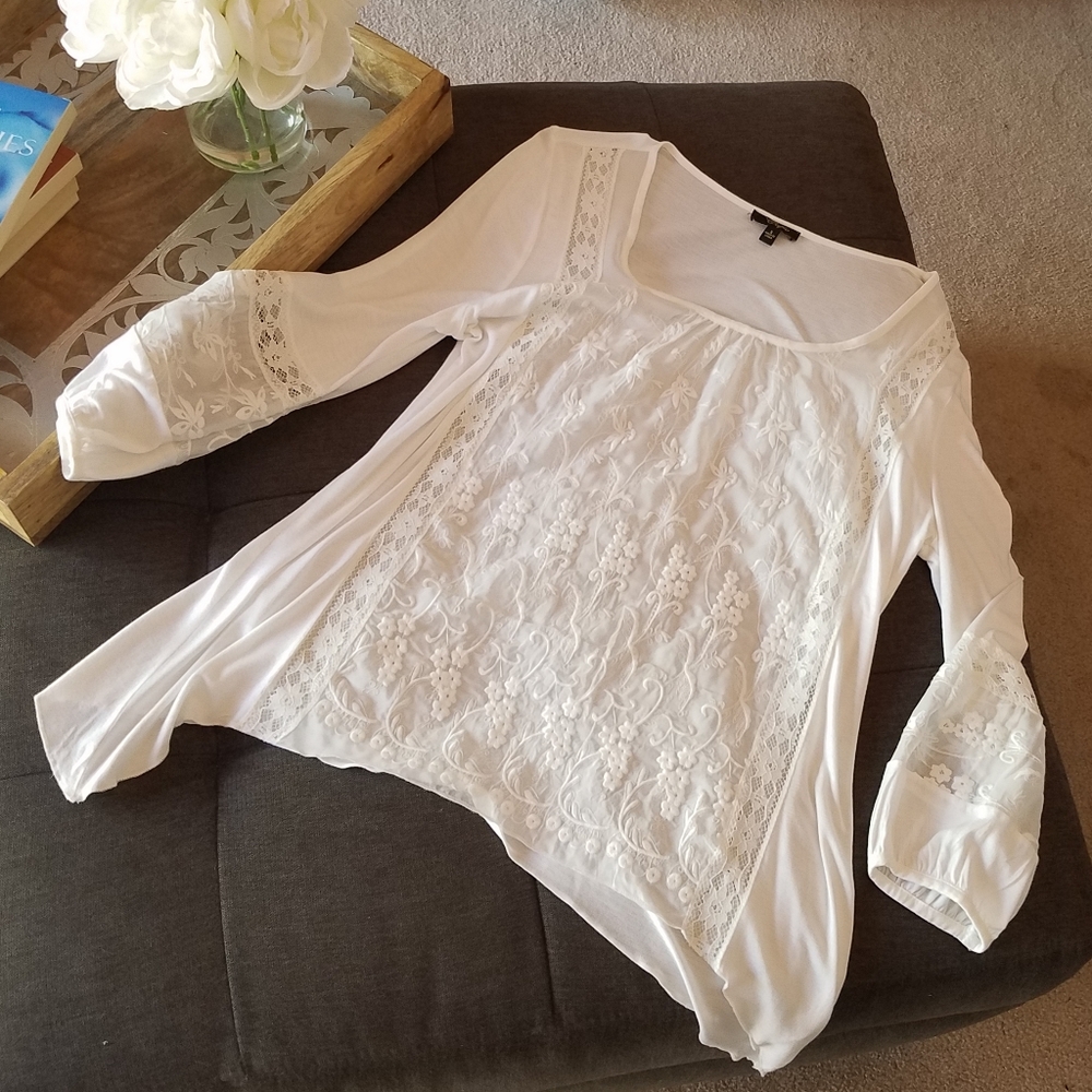 Off-White Cream Cupio Viscose Lace Tunic top NWOT
